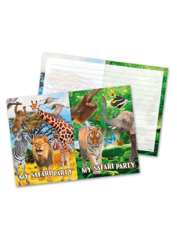 8 Safari party kinderfeestje uitnodigingen