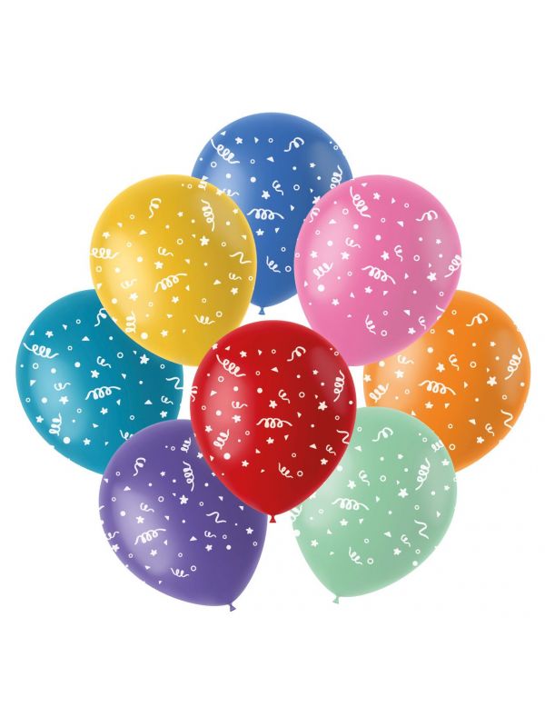 Ballonnen mix gekleurd confetti