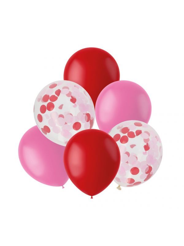 Ballonnen mix roze rood 6 stuks