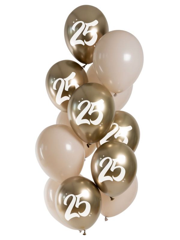 Ballonnen set 25 jaar champagne goud