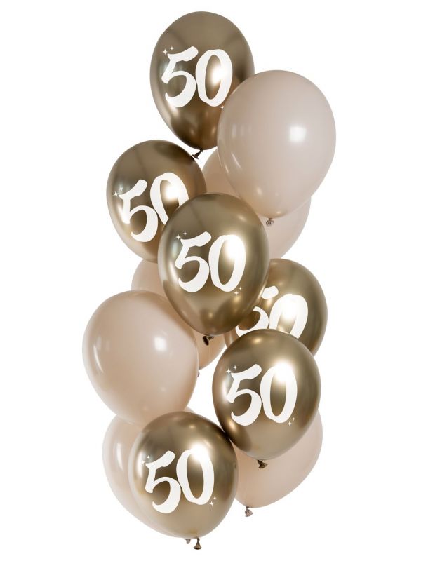 Ballonnen set 50 jaar champagne goud