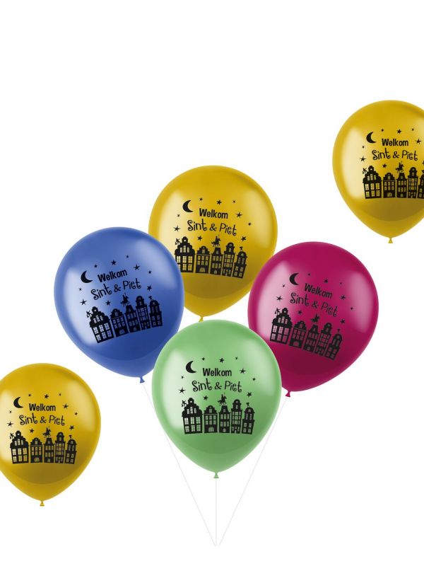 Ballonnen set welkom Sint en Piet gekleurd