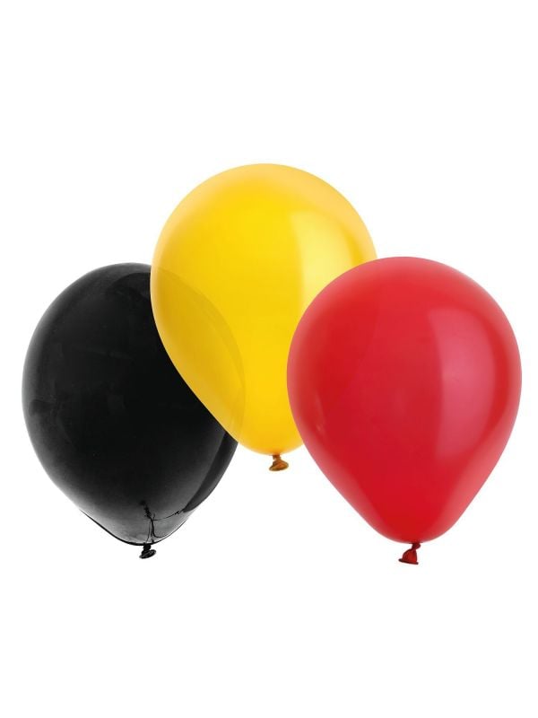 Ballonnen set zwart geel rood 50 stuks