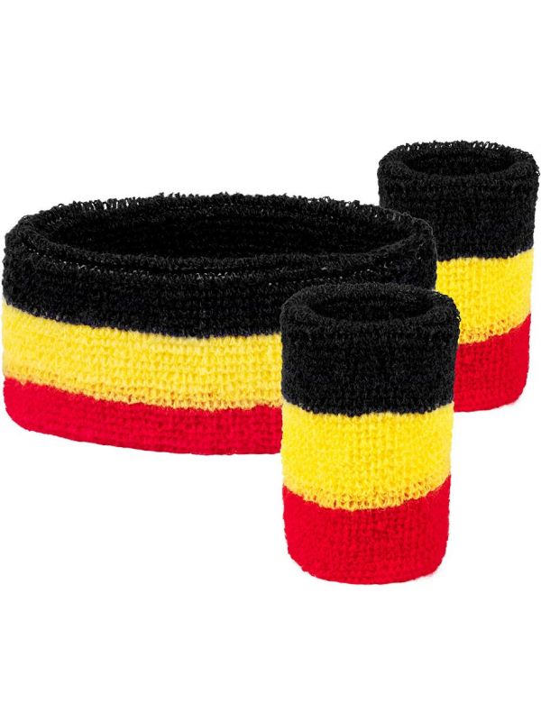 België zweetbandjes set zwart geel rood
