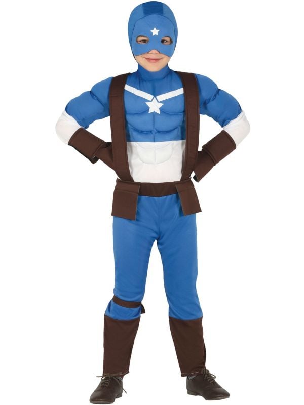Blauw marvel superheld kostuum jongens