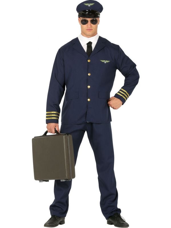 Blauw piloten kostuum heren