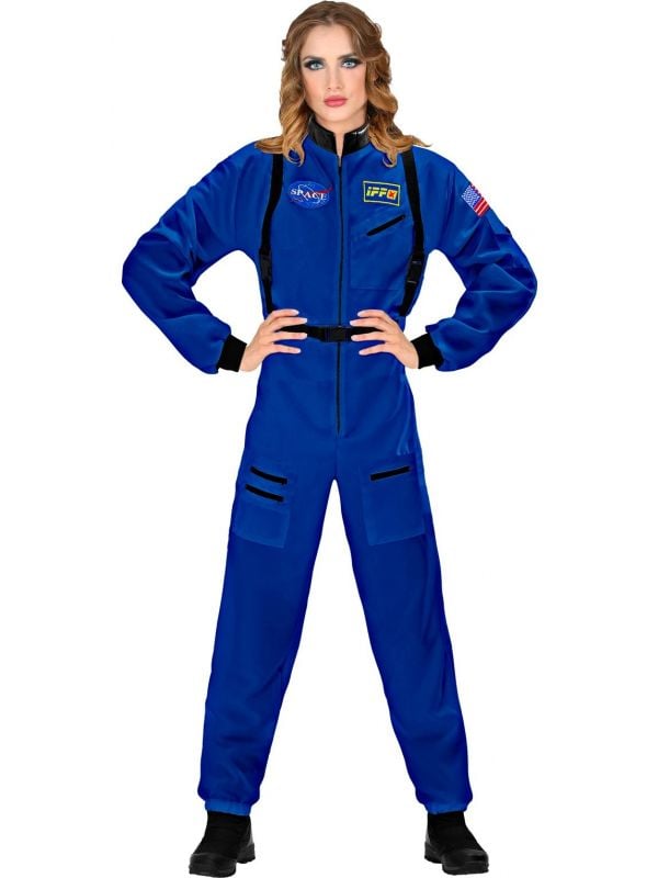 Blauwe astronaut nasa kostuum dames