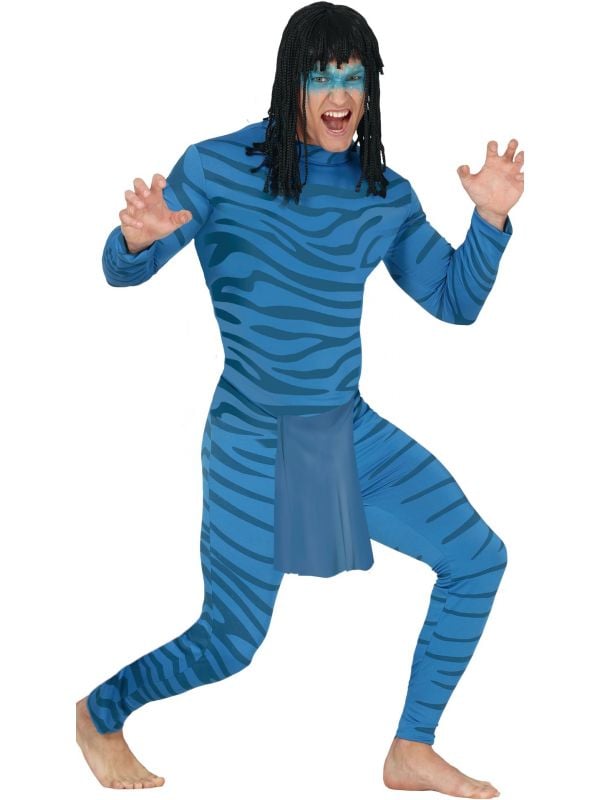 Blauwe avatar outfit mannen