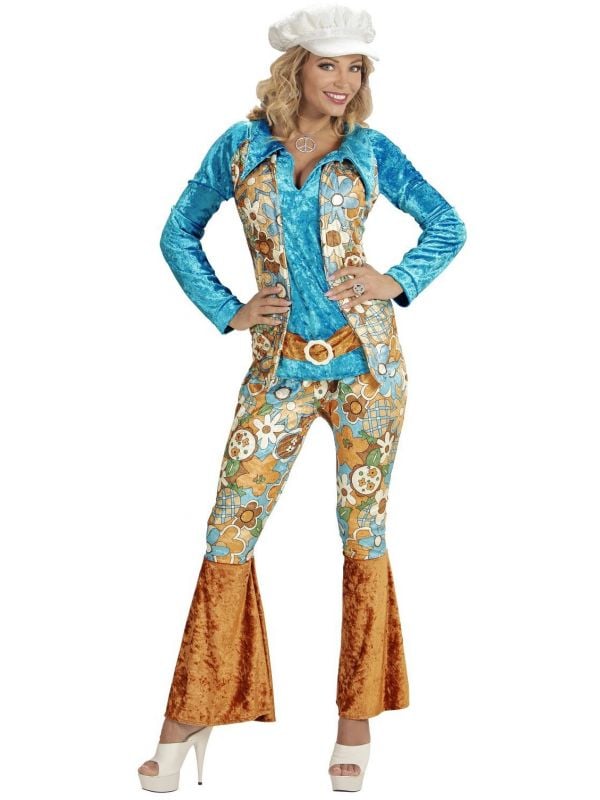 Blauwe Hippie Vrouw kostuum
