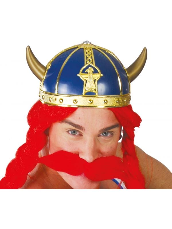 Blauwe obelix viking helm