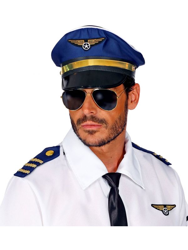 Blauwe piloot accessoire setje