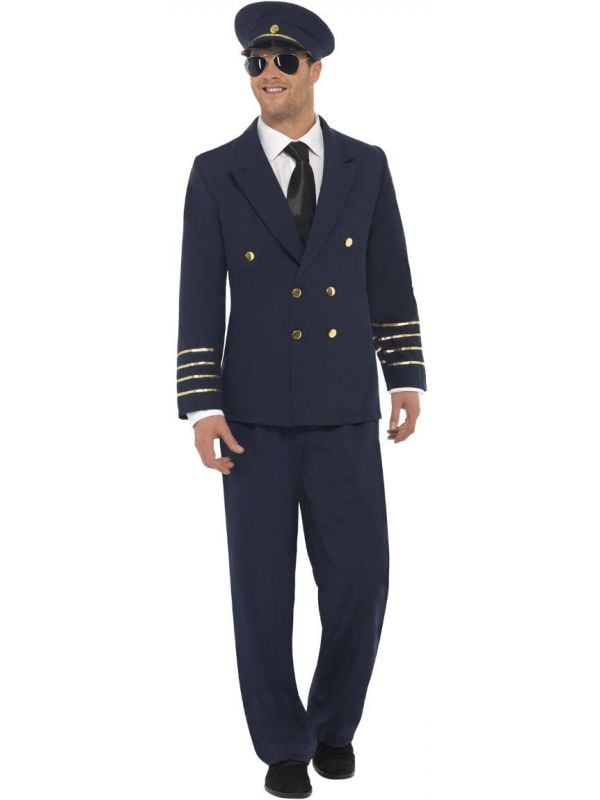 Blauwe piloot kostuum