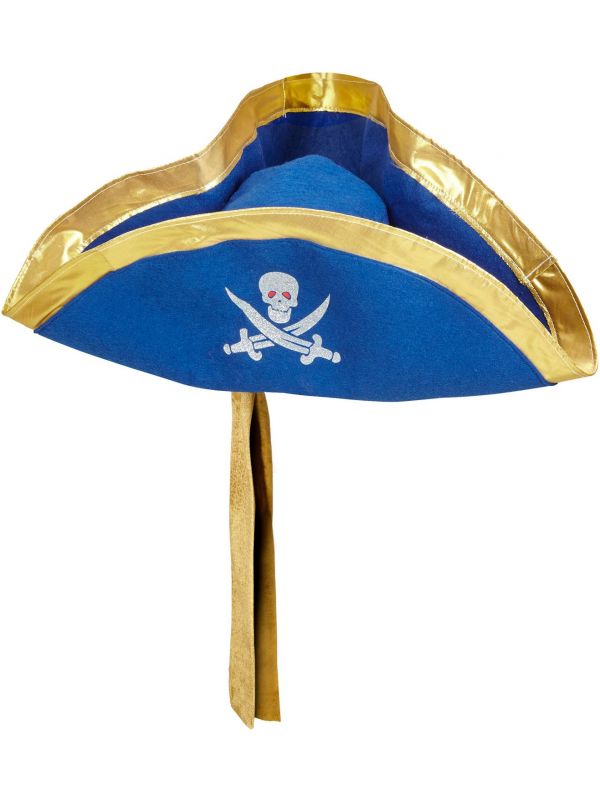 Blauwe tricorn hoed met hoofdband