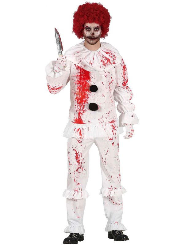 Bloederige killer clown kostuum man