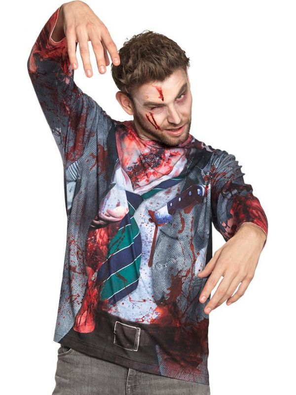 Bloederige zombie student shirt