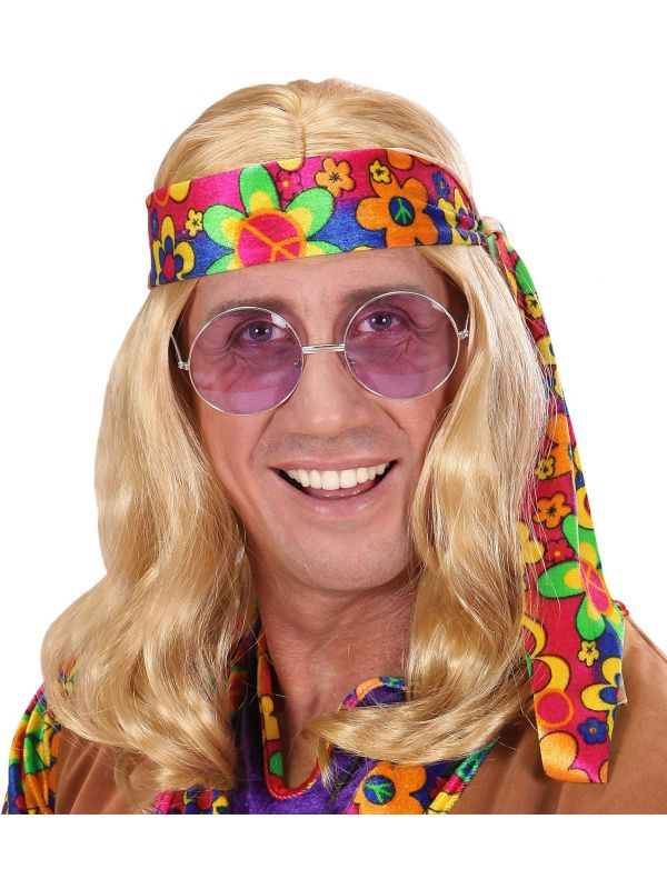 Blonde hippie pruik