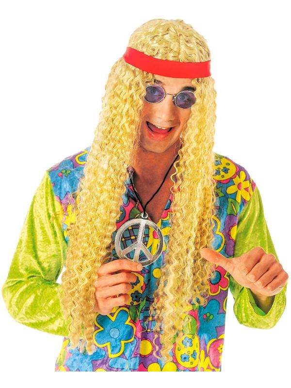 Blonde hippie pruik met hoofdband