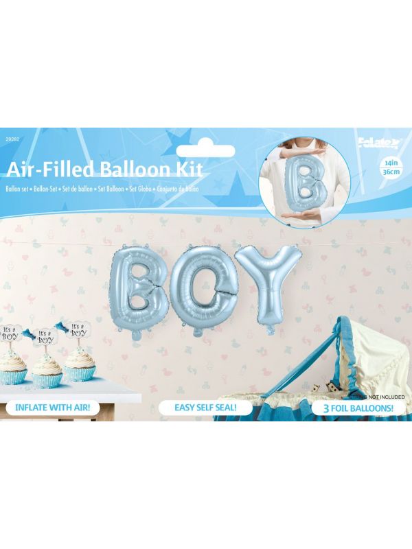 Boy babyblauwe letter ballonnen set
