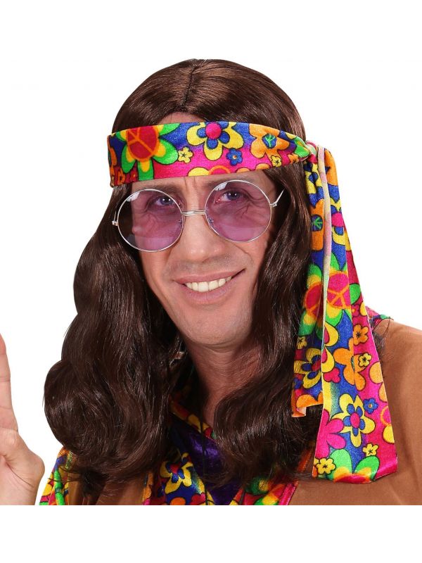 Bruine hippie pruik