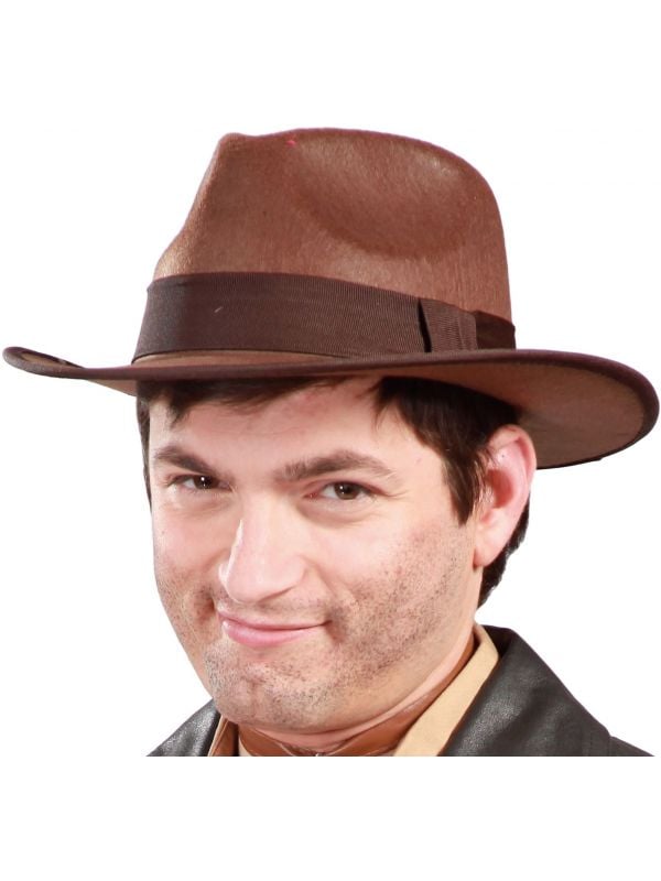 Bruine Indiana Jones avonturier hoed