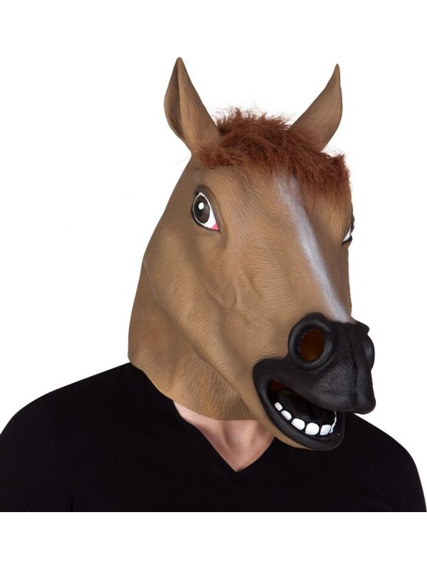 Bruine paard hoofdmasker latex