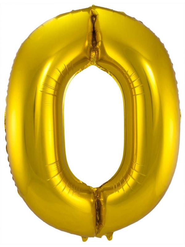 Cijfer 0 gouden folieballon 86cm