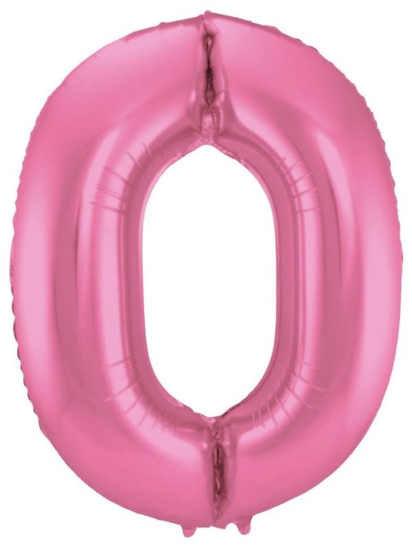 Cijfer 0 metallic roze folieballon 86cm