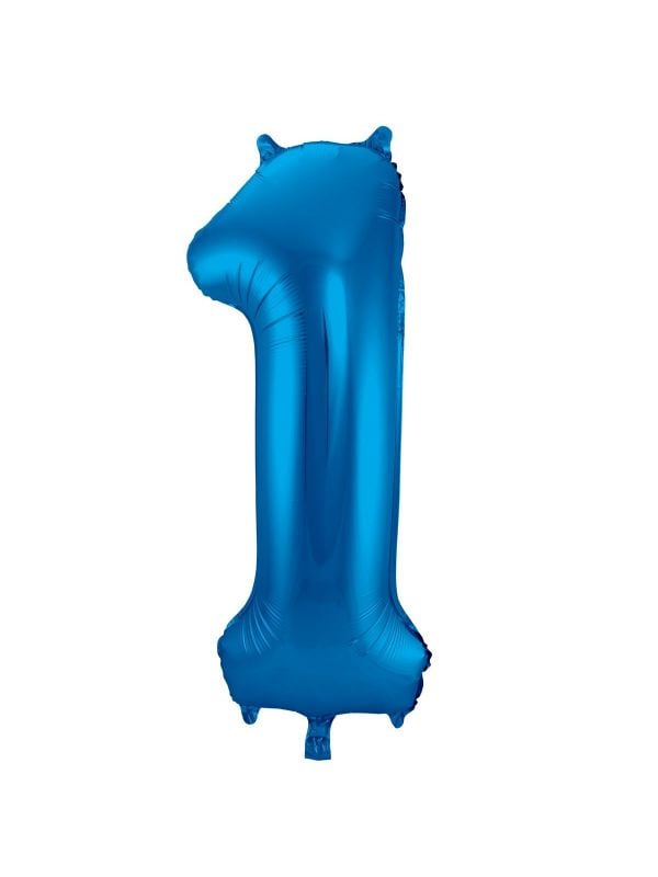 Cijfer 1 blauwe folieballon 86cm