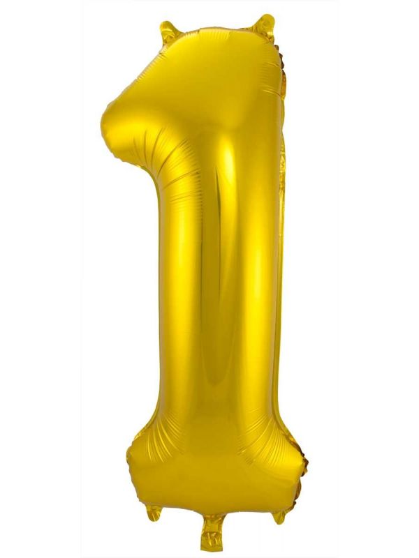 Cijfer 1 gouden folieballon 86cm