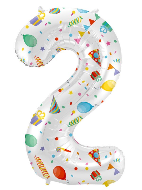 Cijfer 2 feestelijke party folieballon