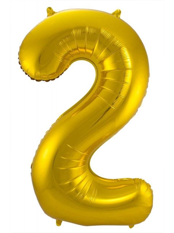 Cijfer 2 gouden folieballon 86cm