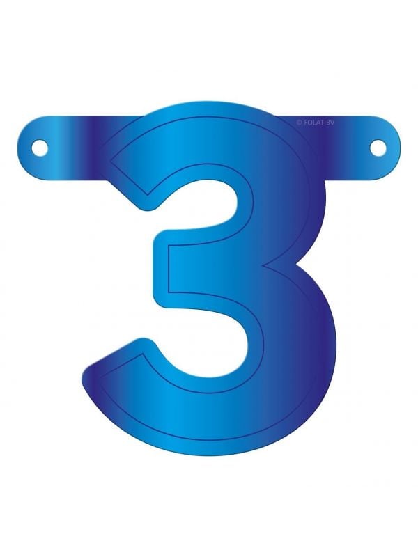 Cijfer 3 banner blauw