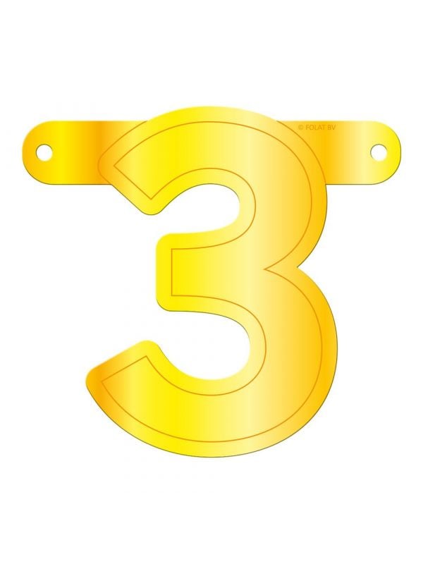 Cijfer 3 banner geel