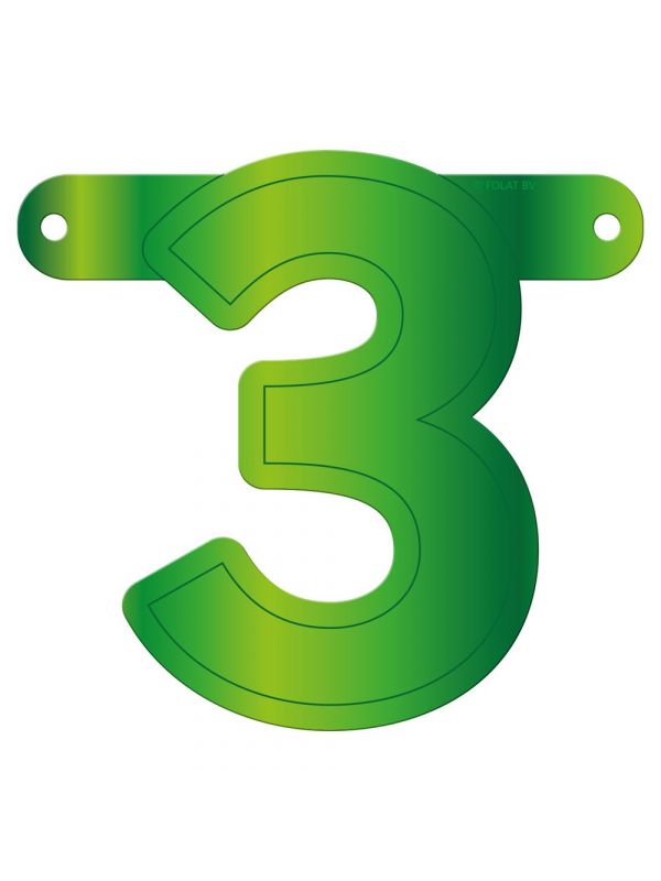Cijfer 3 banner lime groen