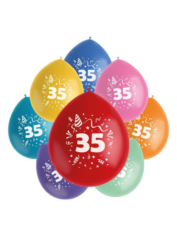 Cijfer 35 ballonnen set party gekleurd