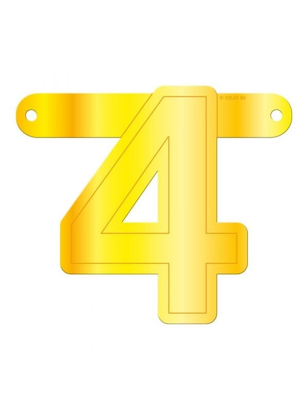 Cijfer 4 banner geel