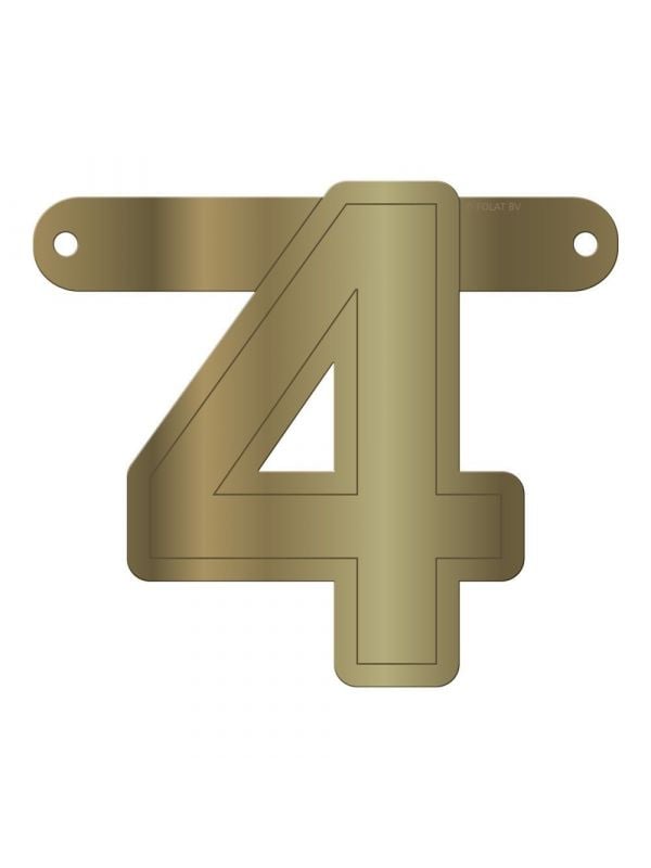 Cijfer 4 banner metallic goud