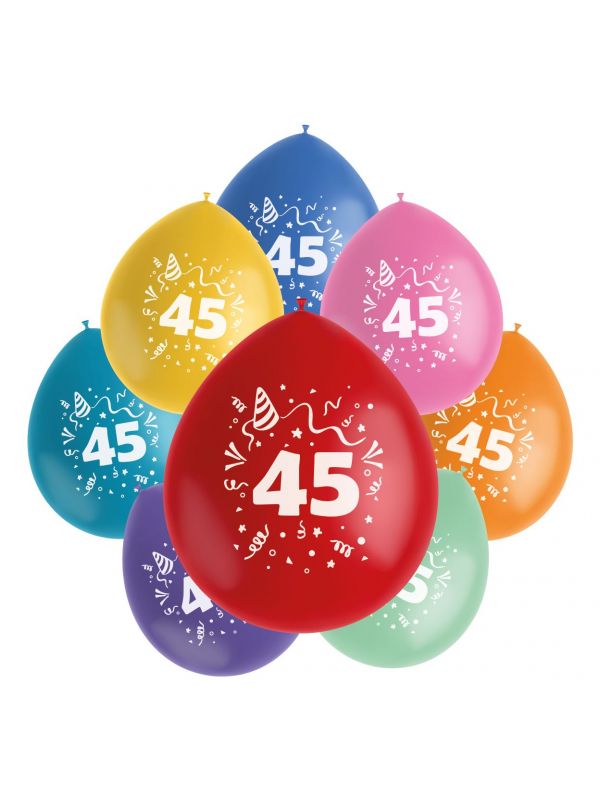 Cijfer 45 ballonnen set party gekleurd