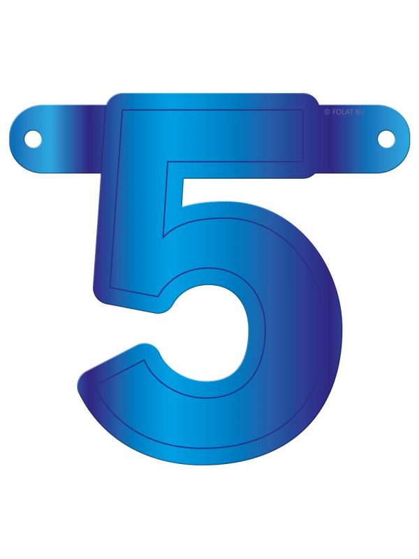 Cijfer 5 banner blauw