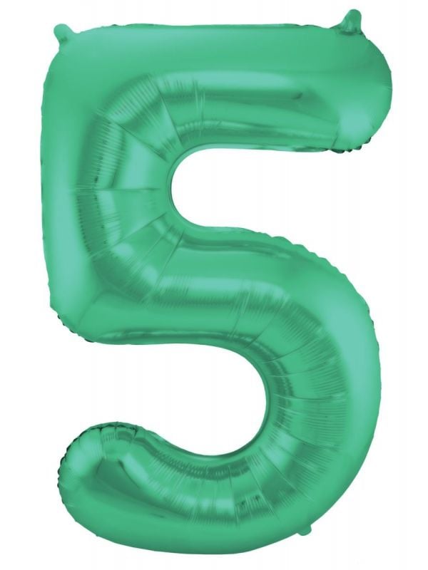 Cijfer 5 metallic groen folieballon 86cm