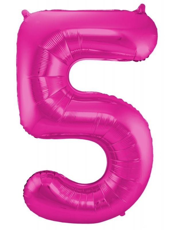 Cijfer 5 roze folieballon 86cm