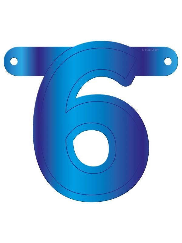 Cijfer 6 banner blauw