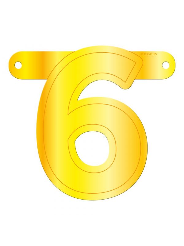 Cijfer 6 banner geel