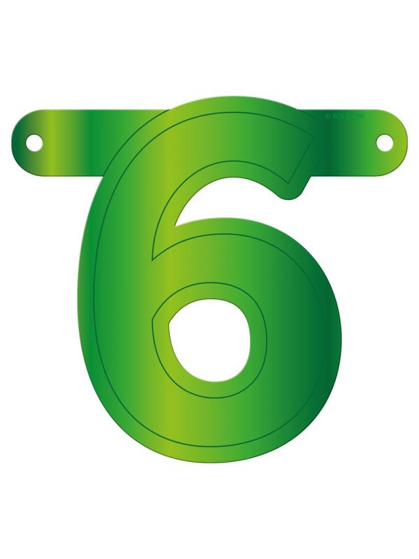 Cijfer 6 banner lime groen