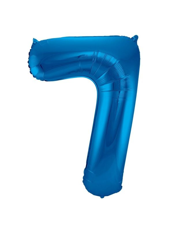 Cijfer 7 blauwe folieballon 86cm