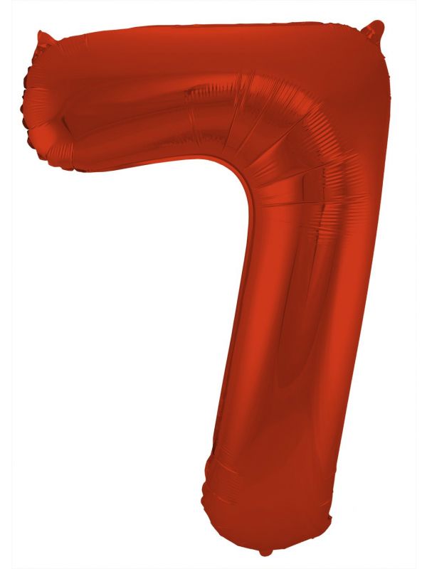 Cijfer 7 metallic rood folieballon 86cm
