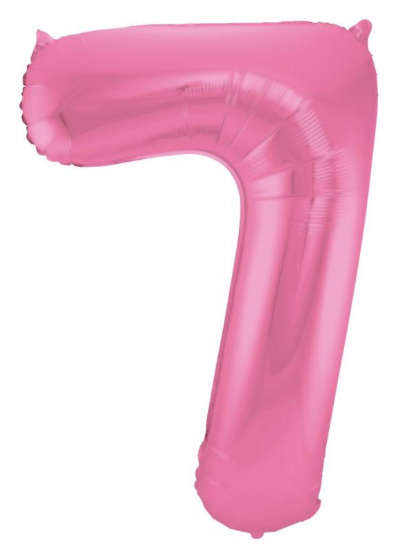 Cijfer 7 metallic roze folieballon 86cm