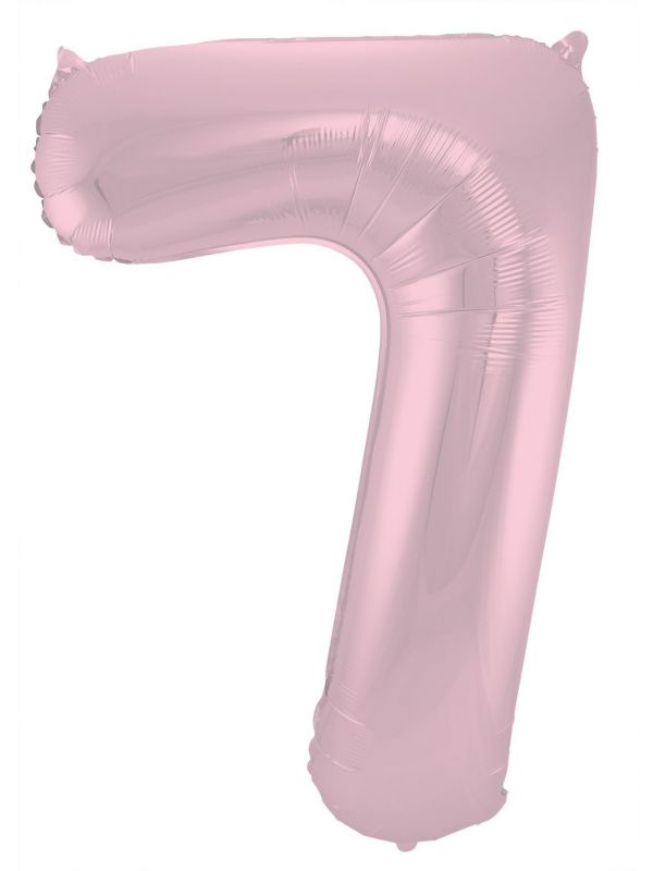 Cijfer 7 pastel roze folieballon 86cm