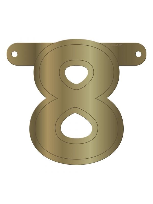 Cijfer 8 banner metallic goud