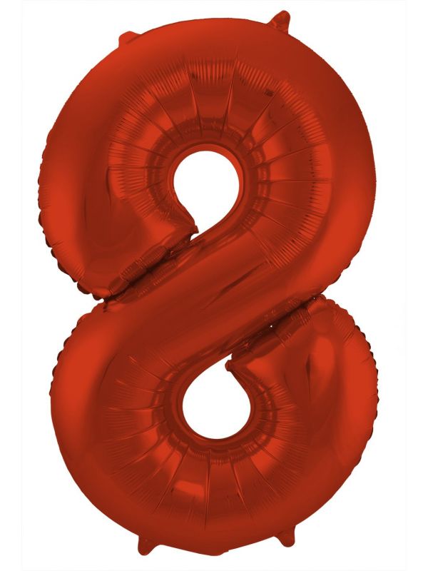 Cijfer 8 metallic rood folieballon 86cm